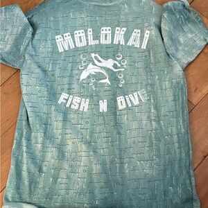 Vintage Molokai Destination Design Green Fish T-Shirt